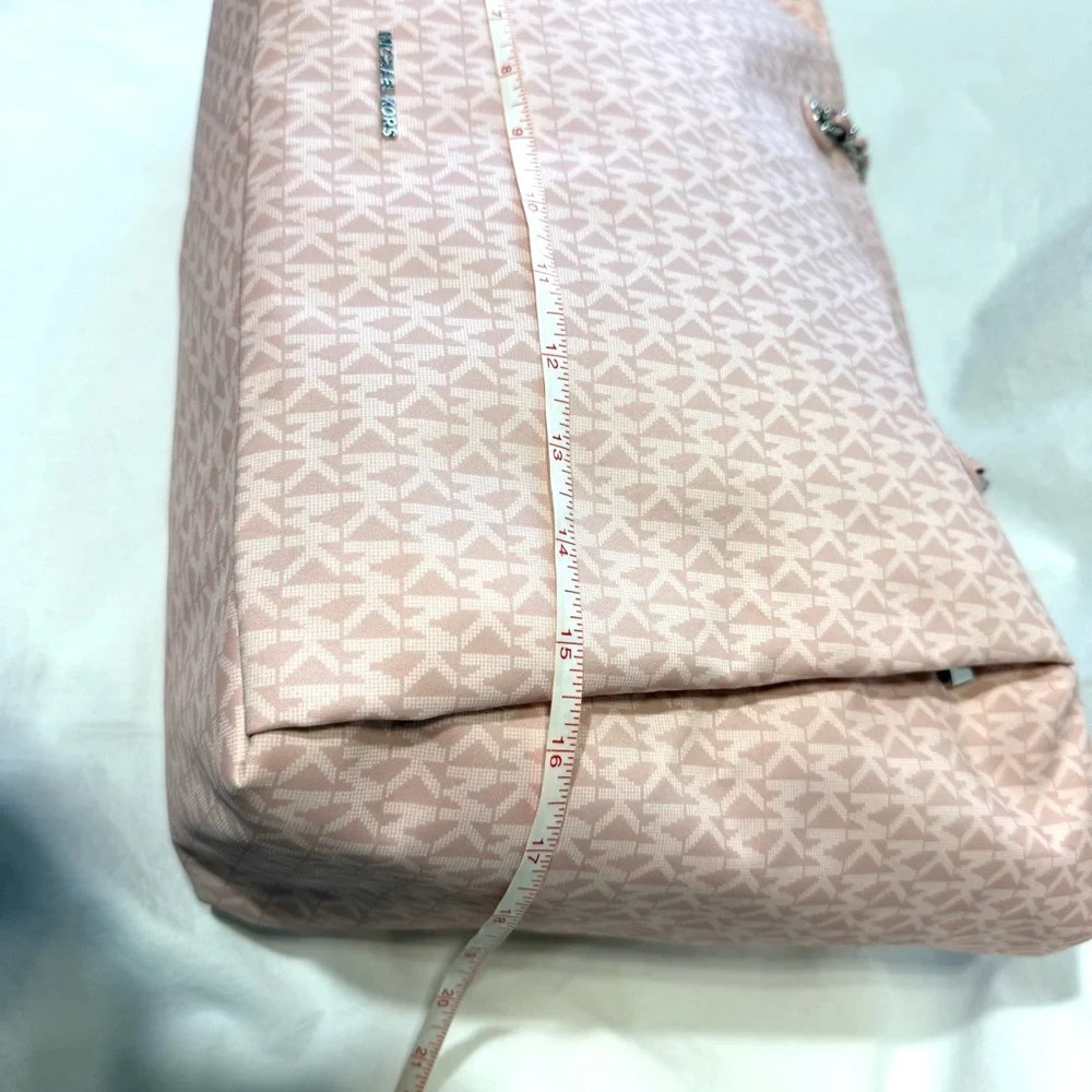 Michael Kors Georgia Large Top Zip Tote Bag Signature Print Canvas Smokey Pink - Picture 13 of 15